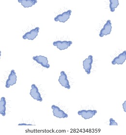 pattern shower rain cloud cartoon. overcast cumulus, nimbus stratus, cirrus forecast shower rain cloud sign. seamless symbol vector illustration