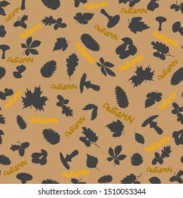 
The pattern shows leaves, mushrooms and acorns. Lettering of the word fall. Can be used as background and wallpaper.