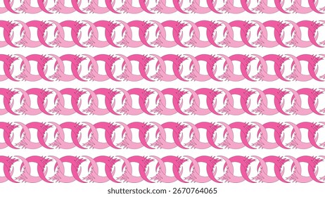 O padrão mostra fileiras de formas de raposa rosa entrelaçadas em tons brilhantes e claros sobre um fundo branco, criando um design lúdico, repetitivo e vibrante com uma energia divertida.