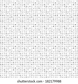 Pattern of silhouette icons over white background. Vector design. 