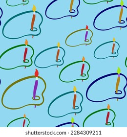 pattern with a silhouette of a palette with a brush in a flat style.symbolism of drawing and creativity.isolated pattern with a palette for painting in vector.