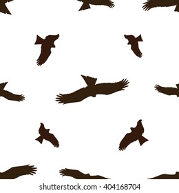 pattern silhouette of the ravenous bird on white background 