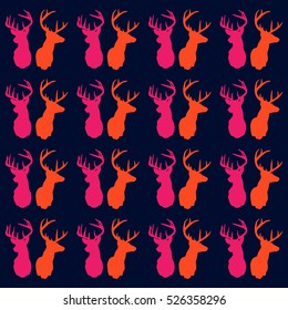 Pattern with silhouette of reindeer