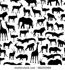 Pattern With Silhouettes Of African Animals