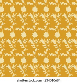 pattern with silhouettes of flowers on a yellow background. vector