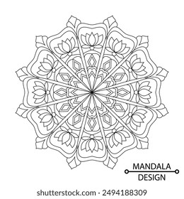 Pattern or simple floral ideas mandala coloring book page. Easy Mandala Coloring Book Pages for Adults to Relax, Experiences Give Relief. Resizeable Vector File