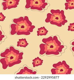 Pattern with simple flowers. Vector design.