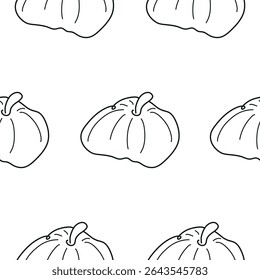 pattern with a simple icon in line art style with a pumpkin of a round shape drawn with several lines without a background, for logos or patterns