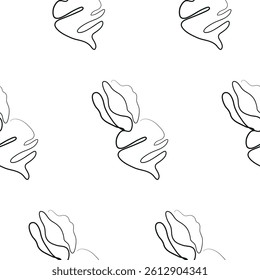 pattern with a simple icon of a red beet with a tail in line art style, for various food designs