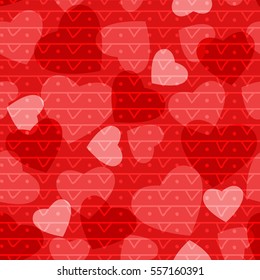 pattern with simple ornaments and hearts on a pink background