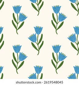 Muster mit einfachen hübschen Blumen, wenig florale Freiheit nahtlose Textur Hintergrund. Frühling, Sommer romantische Blume Blume Garten nahtlose Muster für Ihre Designs.