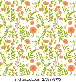 Pattern with simple pretty flowers, little floral liberty seamless texture background. Spring, summer romantic blossom flower garden seamless pattern for your designs.