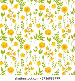 Pattern with simple pretty flowers, little floral liberty seamless texture background. Spring, summer romantic blossom flower garden seamless pattern for your designs.
