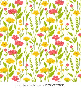 Pattern with simple pretty flowers, little floral liberty seamless texture background. Spring, summer romantic blossom flower garden seamless pattern for your designs.