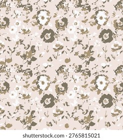 Pattern with simple pretty small flowers, Ditsy floral light background. Spring, summer romantic blossom flower garden seamless pattern for your designs.