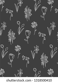 Pattern of simple white line flowers 
