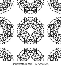 Pattern in sketch style on white background. Abstract monochrome background. Geometric modern pattern. Vector abstract background. Abstract seamless pattern. Vector seamless texture. 