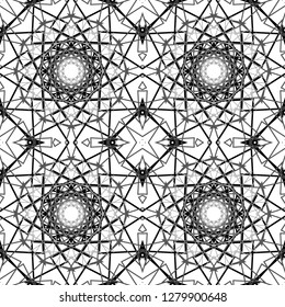 Pattern in sketch style on white background. Abstract monochrome background. Geometric modern pattern. Vector abstract background. Abstract seamless pattern. Vector seamless texture. 