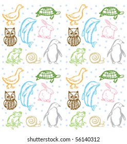 pattern of sketched animals
