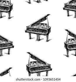 Pattern of the sketches of concert grand piano