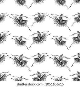 Pattern of of sketches of dancing ballerinas 