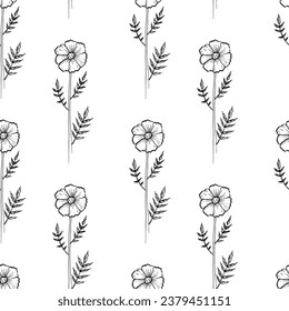 bocetos de patrón de marigoldas, boceto vectorial de la flor Tagetes, planta de la familia Asteraceae, símbolo floral del día de los muertos