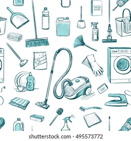 

The pattern of the sketches on a white background cleaning and household appliances