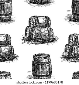 Pattern of the sketches of wine barrels 