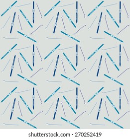 Pattern with skis and sticks, vector illustration