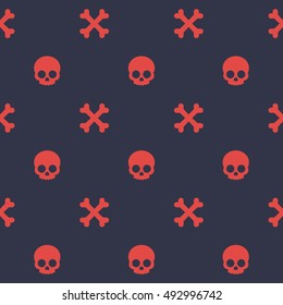 pattern with skull and bones, seamless halloween background