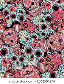 pattern Skull flower vector floral 