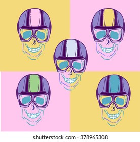 Pattern Skull With Glasses For A Sketch Of The Pilot Vector Illustration 3