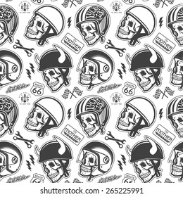 Pattern with skull and helmet