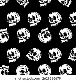 Pattern skull vector art isolated on black background.
