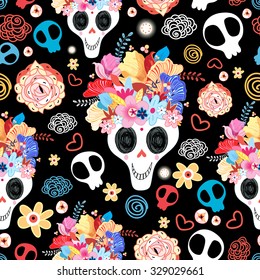 The pattern of skulls beautiful vector illustration