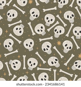 Pattern with skulls and bones for Halloween. Print pattern on paper, fabric