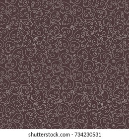 A pattern of skulls, bones, hearts, crosses