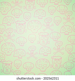 Pattern with skulls at light background