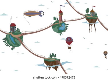 pattern sky air world. fairy tale.
fantasy. vector. print for textiles. 
print fabric