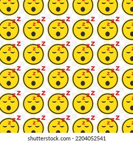 Pattern of sleep emoticons in transparent background with mini doodle (icons). Vector Illustration