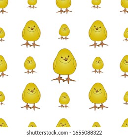 Pattern sleepy chick, falls asleep on the move. Vector. Yellow ball. Bird on an isolated background. Cartoon style. The idea of a cover, Wallpaper, textile, wall. Children's ornament