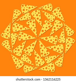 The pattern of the slices of cheese.  Mandala style