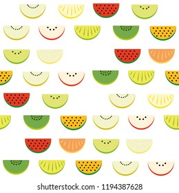 Pattern of slices of watermelon, apple, kiwi, orange, tangerine, melon - sweet urashenie