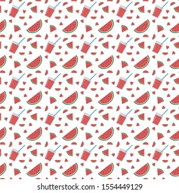 pattern with slices of watermelon and juice without a background