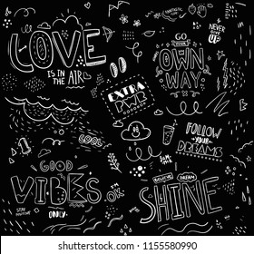 Pattern with slogans for tee print. Typography for t shirt.