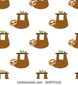 Pattern With Sloth Color Flat Icon
