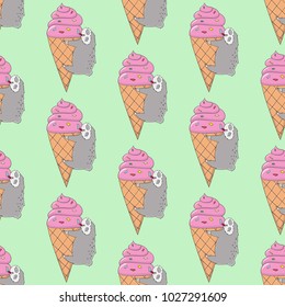 Pattern of sloth and a ice cream