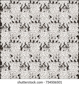 Pattern with small alternate abstract geometric shapes. Print for textiles. Abstract vector.