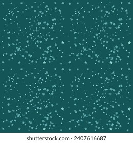 Pattern of small blue flowers on a dark background. Textile fabrics for women's clothing.