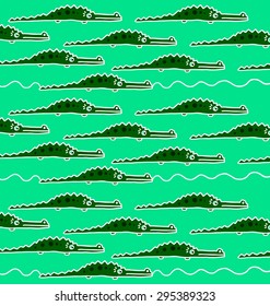 pattern of small crocodiles on a light green background